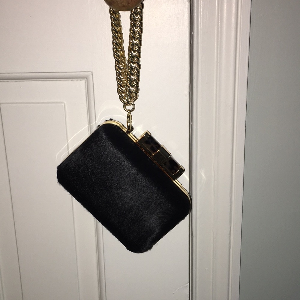 C Wonder Faux Black Calf Hair Minaudiere - Picture 6 of 7